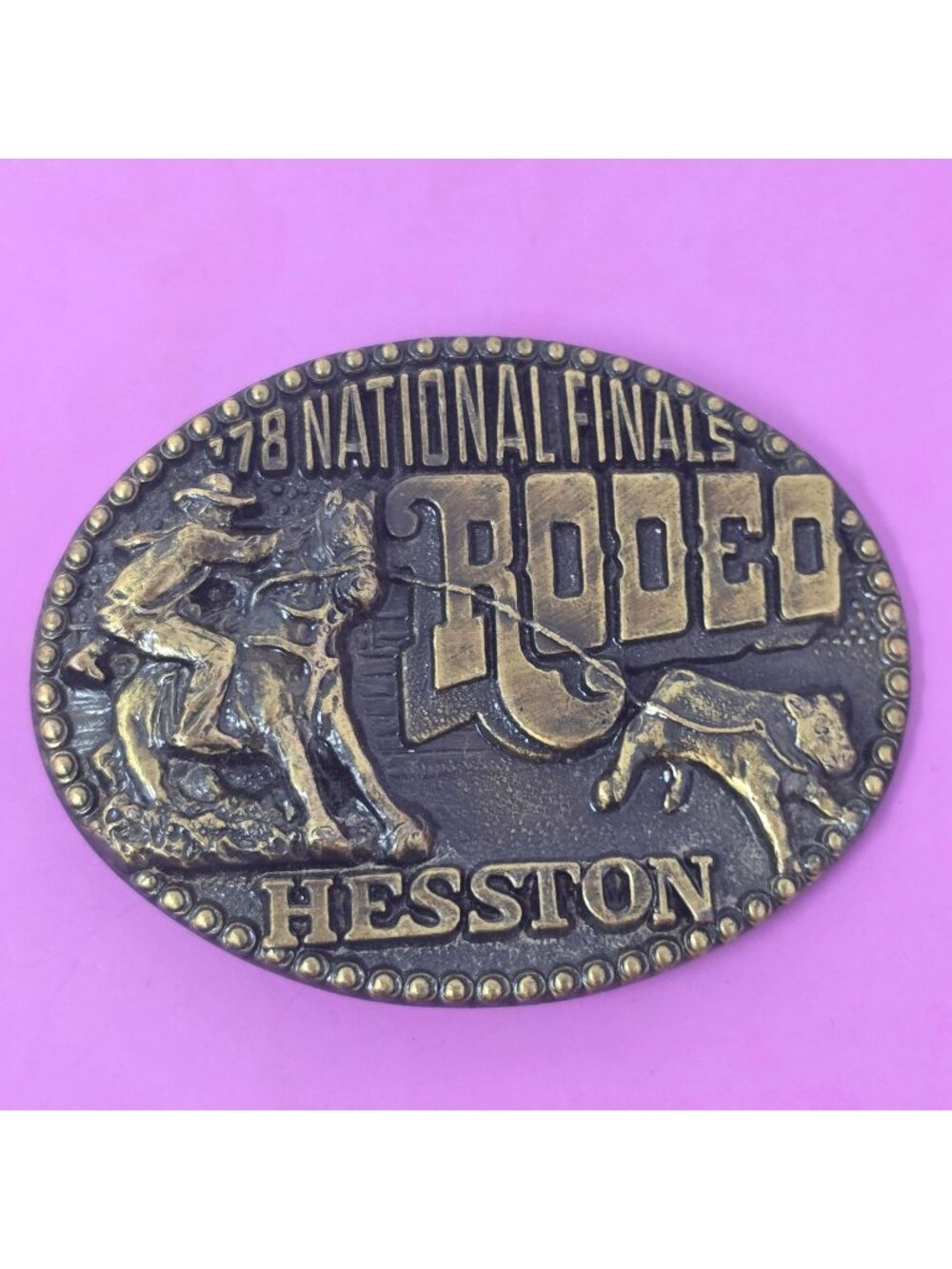 1978‎ Hesston National Finals Rodeo Belt Buckle Fourth Edition Collectors Bronze